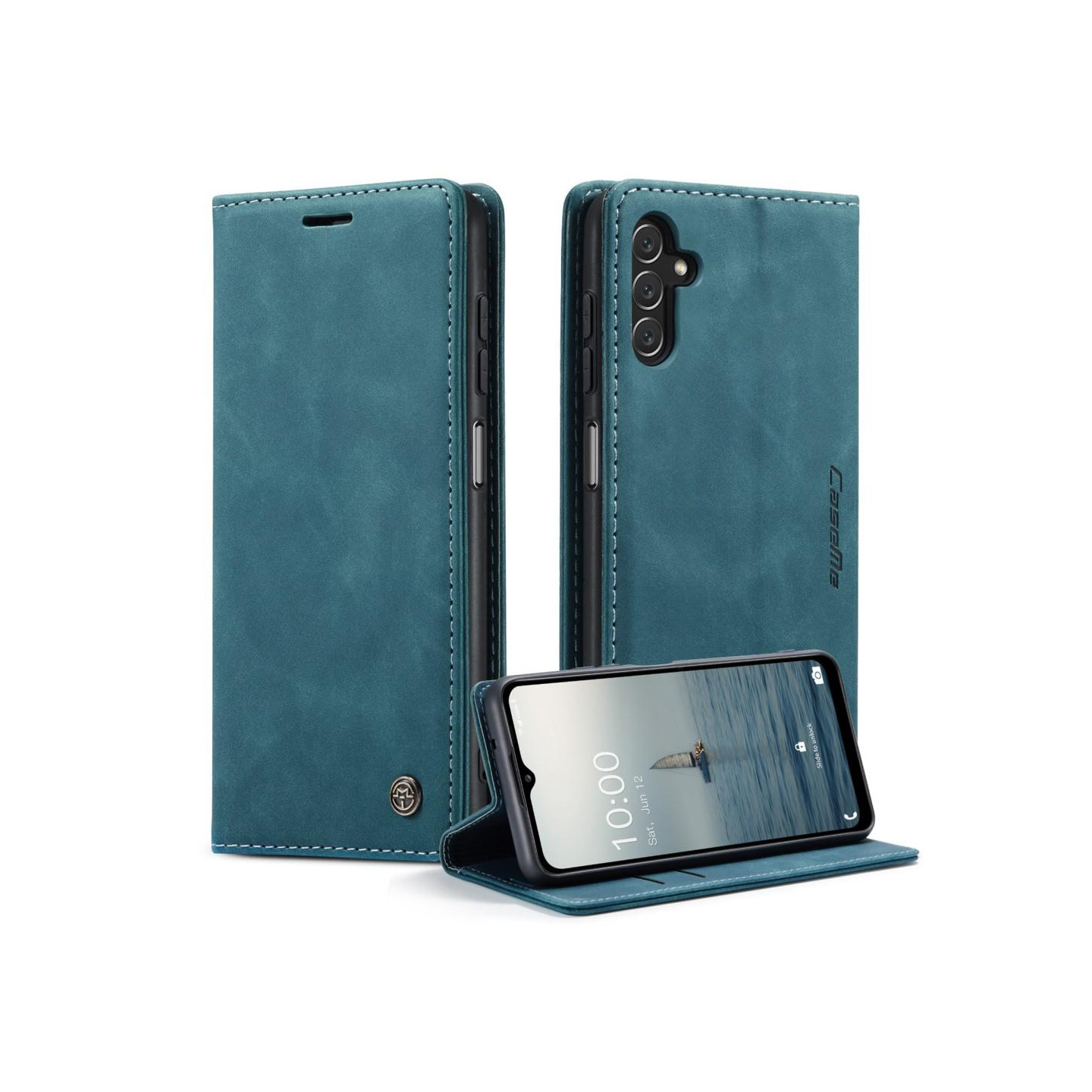 CASEME Retro Lompakkokotelo Samsung Galaxy A14 - Sininen