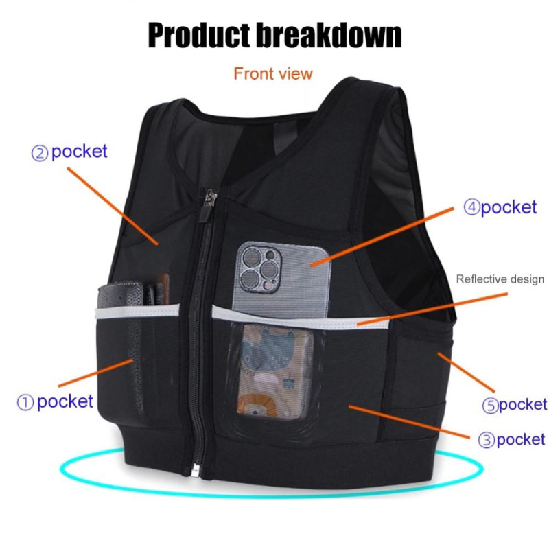 Hydreringsløpevest Vest Reflex Lommesykkelløp Maratonfotturer