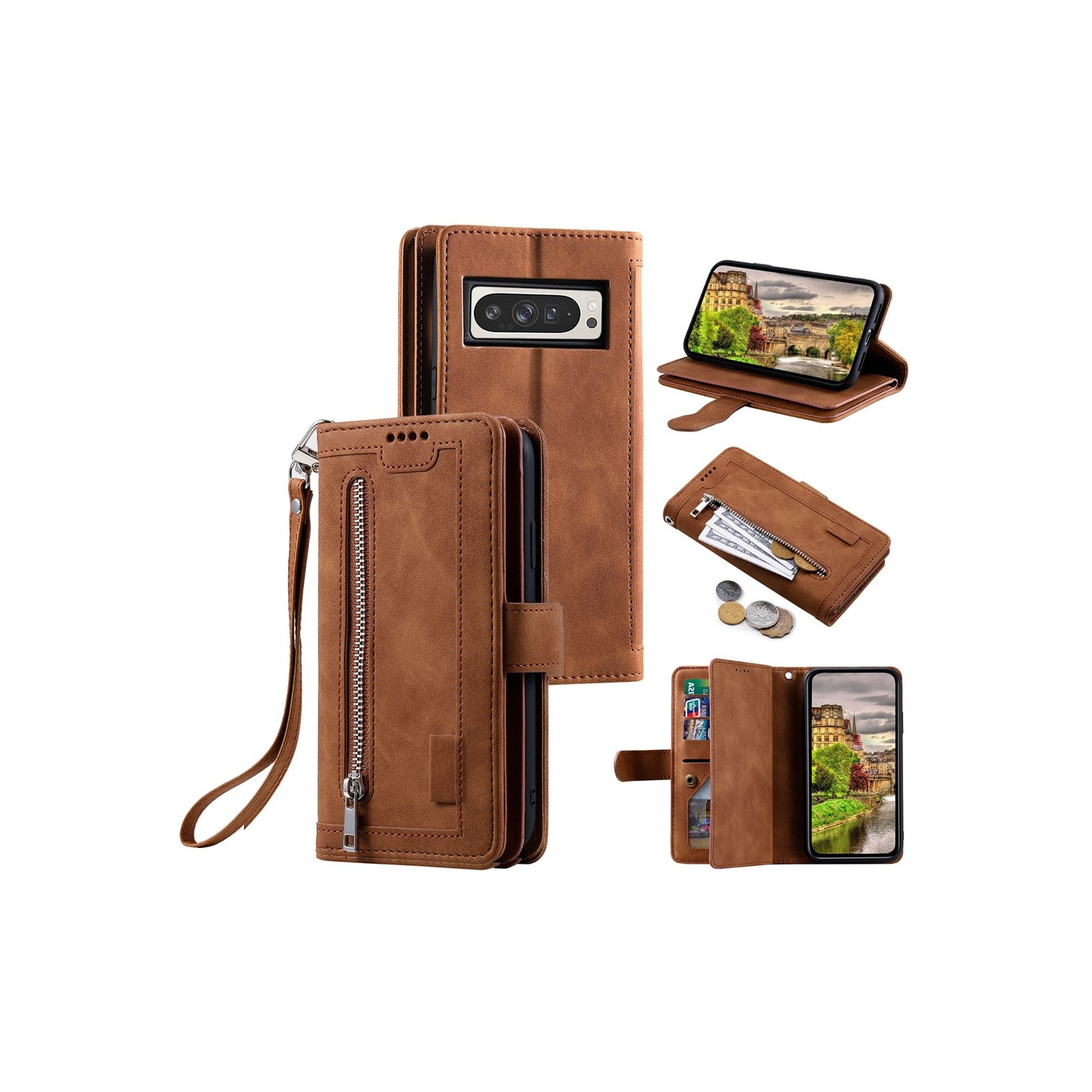 Google Pixel 10 Pro XL / 9 Pro XL Kuori Vetoketjutaskulla ja 9 Korttipaikalla