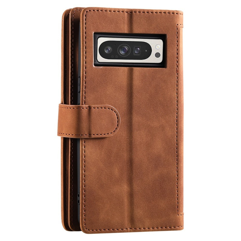 For Google Pixel 10 Pro XL / 9 Pro XL Case Zipper Pocket PU Leather Phone Cover with 9 Card Slots