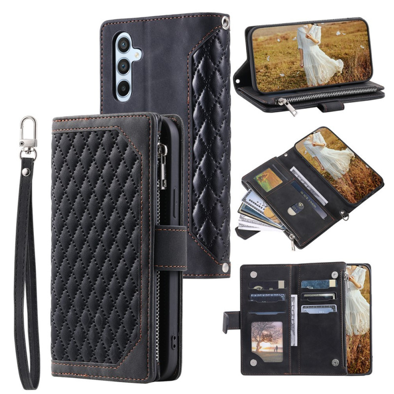 För Samsung Galaxy A17 5G / A26 5G Zipper Wallet Case Rhombus Telefonfodral