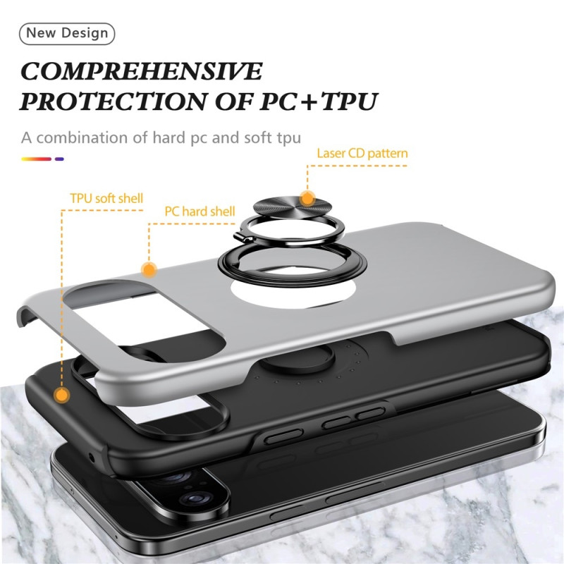 Til Google Pixel 10 Pro / Pixel 10 SkalFingerring Kickstand Hybrid Taske - Silver