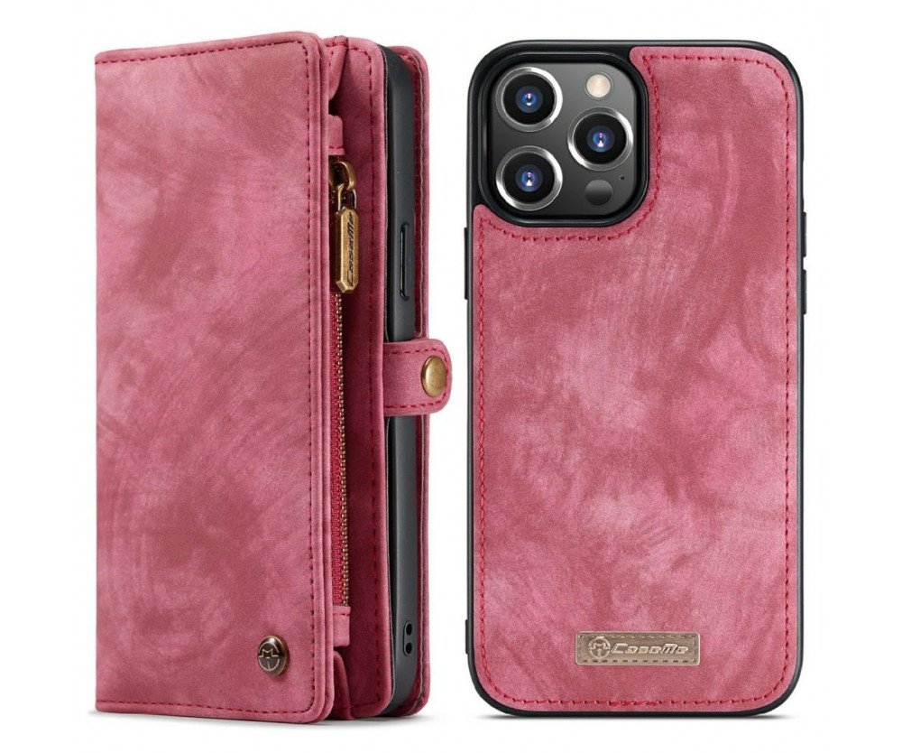 CASEME iPhone 13 Pro Retro plånboksfodral - Röd