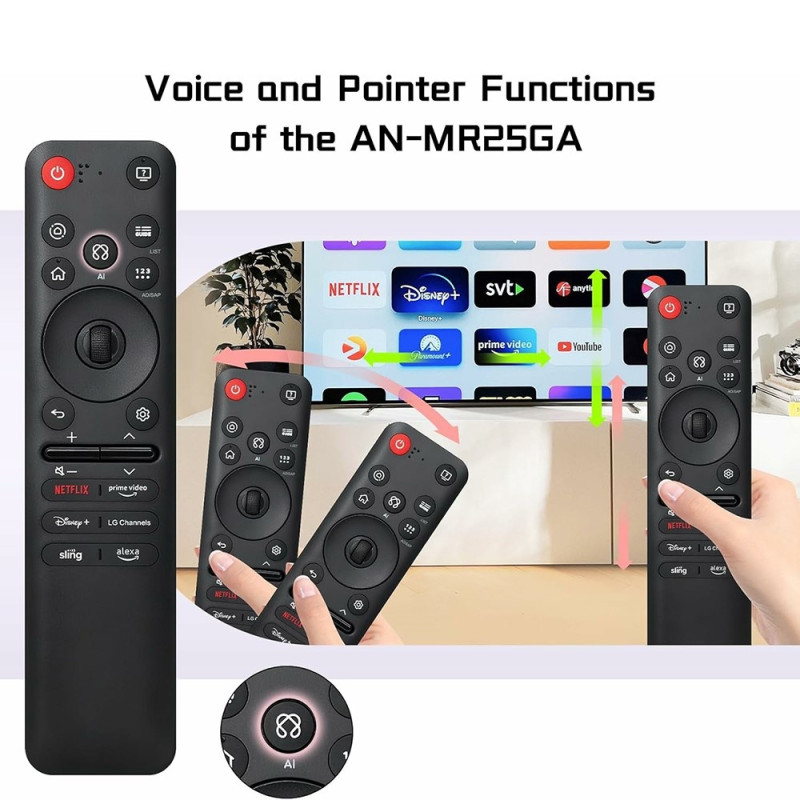 TV fjernbetjening Erstatning til AKB76046602 MR25GA til LG TV med stemmemusfunktion