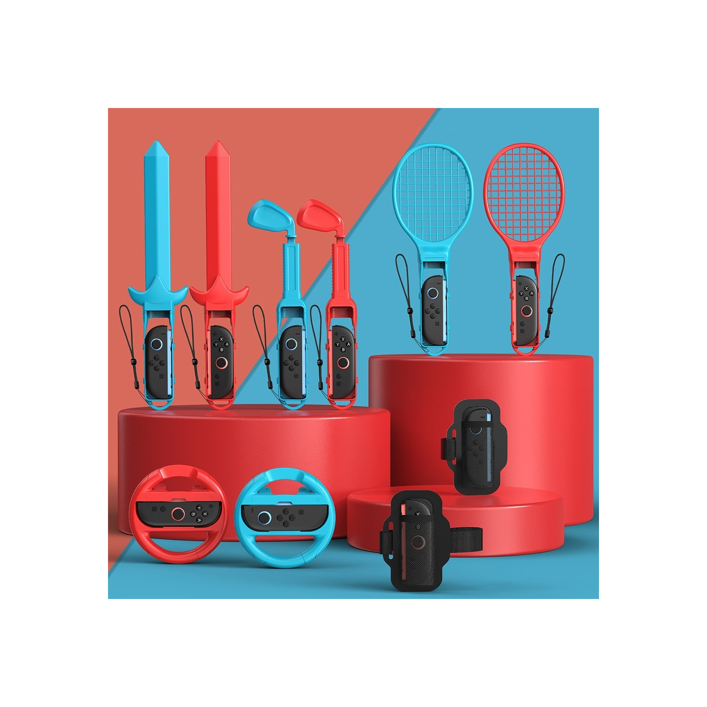 10-in-1-lisävarustesarja, joka on yhteensopiva Nintendo Switchin / Switch 2:n kotelon kanssa