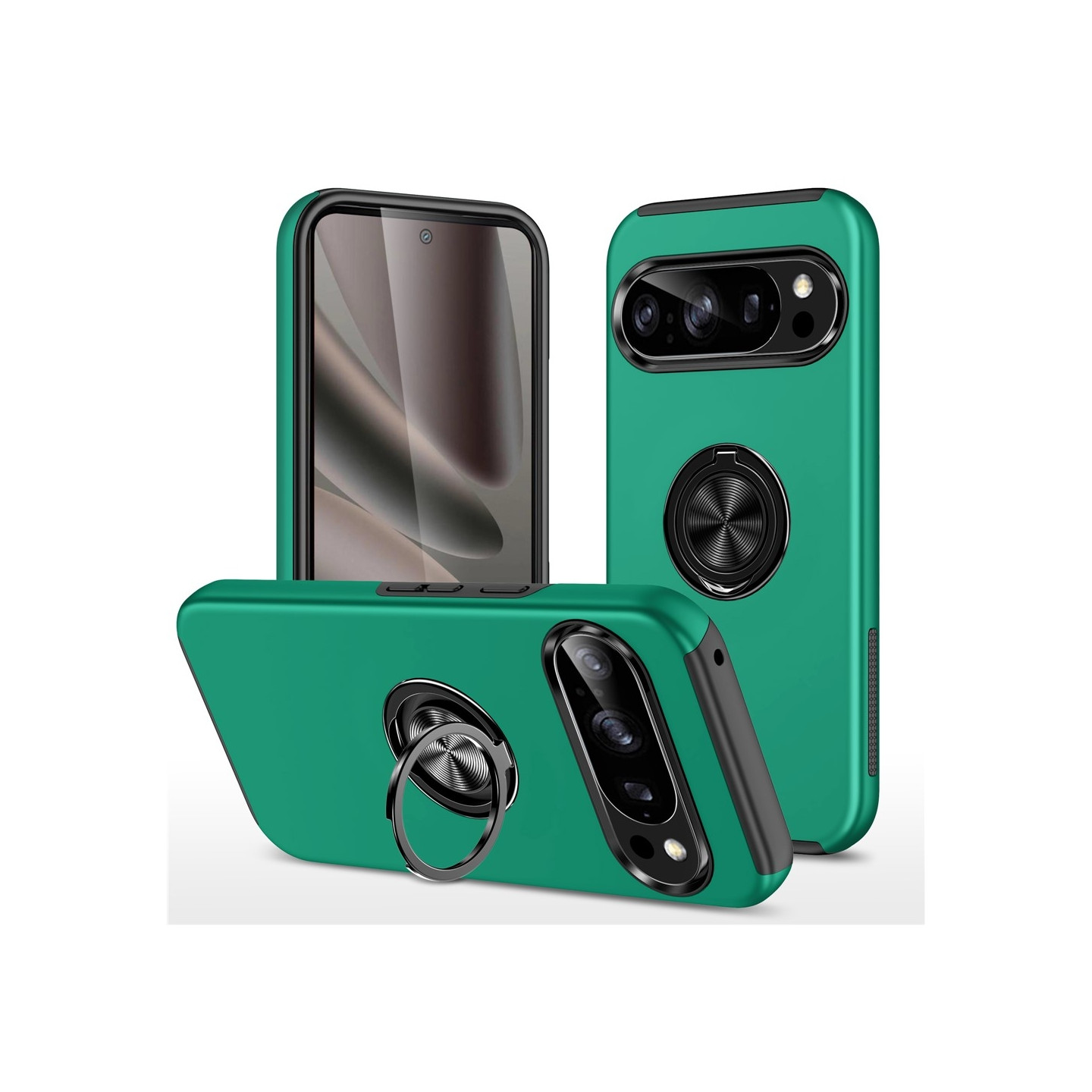 Til Google Pixel 10 Pro / Pixel 10 SkalFingerring Kickstand Hybrid Taske -
