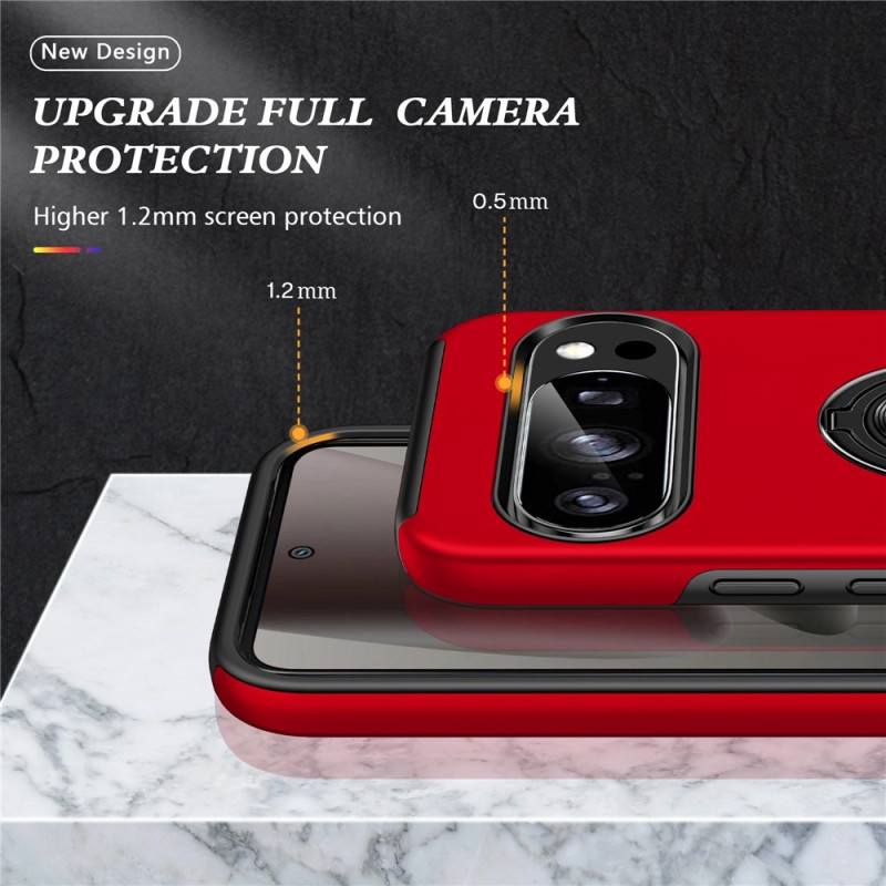 Google Pixel 10 Pro / Pixel 10 Skalsormenrengasjalustan hybridikotelo - Punainen