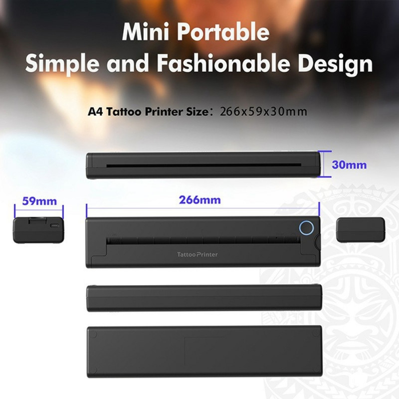 A46 Bærbar Mini Printer Trådløs BT Termisk Tatoveringsprinter med 10 stk. Papir