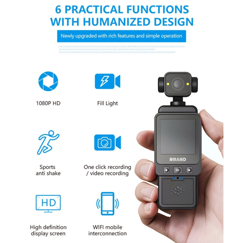 1,6" 1080P HD-actionkamera med loopopptak, Wifi-videokamera, fyllelys