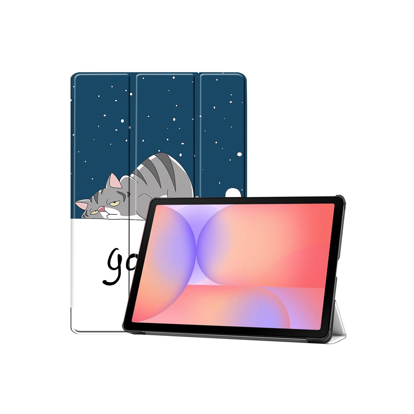 Samsung Galaxy Tab S10 Lite / S10 FE / S9 FE Kotelo Kuvioilla ja Jalustalla - Cat