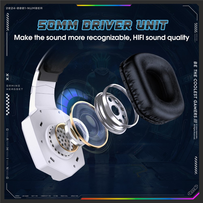 Bluetooth Headphones ONIKUMA Gaming Headset Triple Mode RGB Lighting Surround Sound