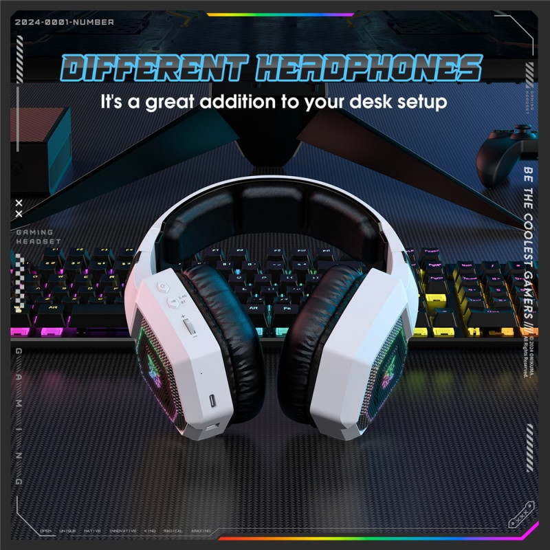 Bluetooth-hovedtelefoner ONIKUMA Gaming Headset Triple Mode RGB-belysning Surround Sound
