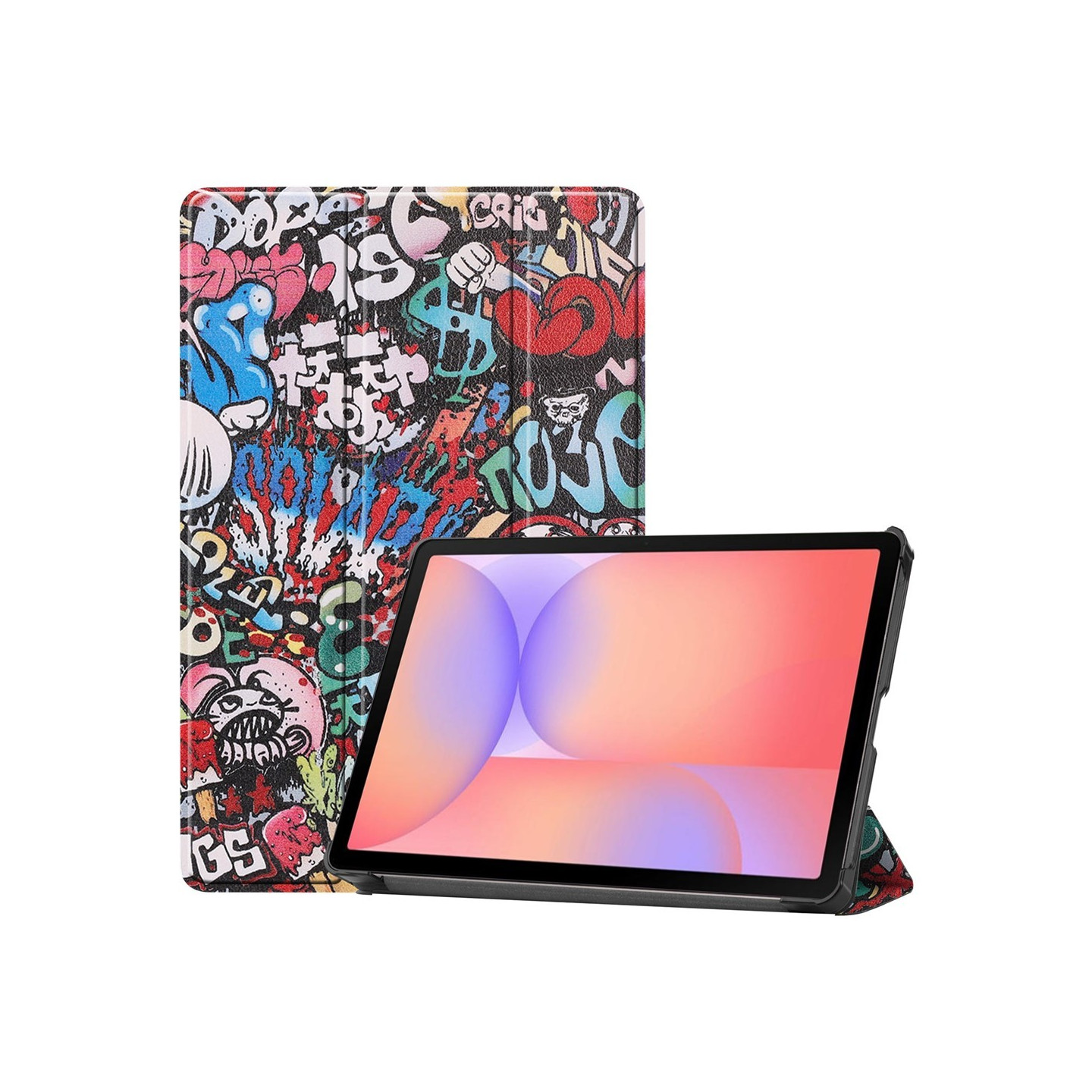 For Samsung Galaxy Tab S10 Lite / S10 FE / S9 FE Case with Pattern and Stand - Graffiti