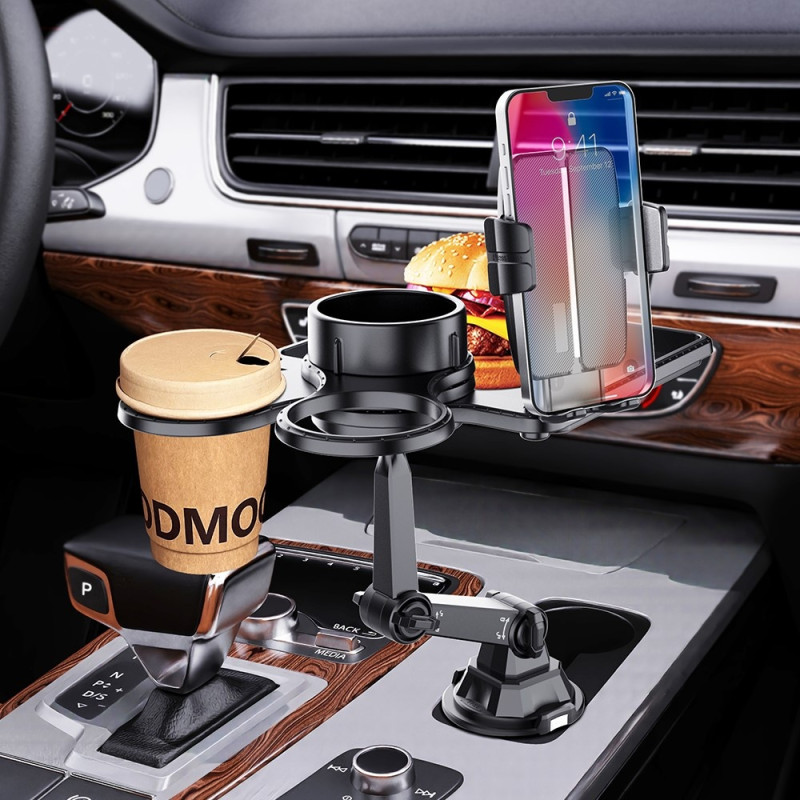 Multifunctional Mobile Phone Holder Mounting Bracket Food Tray Double Cup Holder