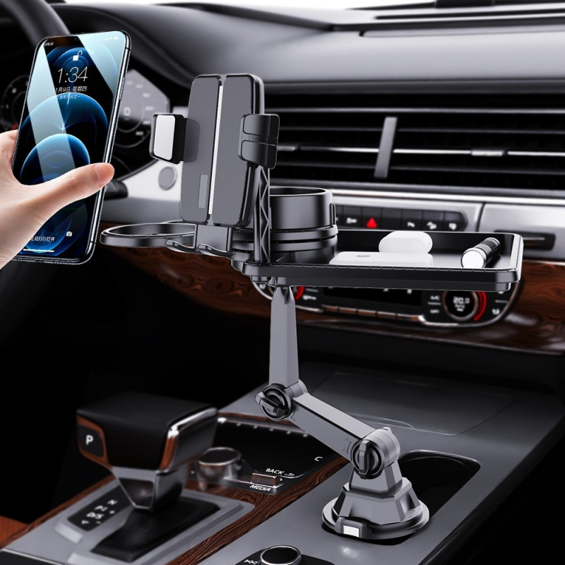 Multifunctional Mobile Phone Holder Mounting Bracket Food Tray Double Cup Holder