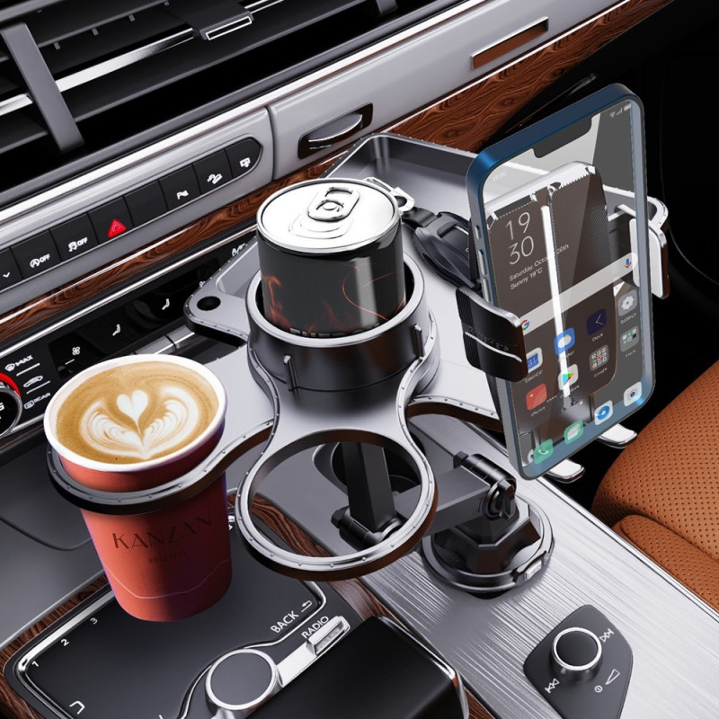 Multifunctional Mobile Phone Holder Mounting Bracket Food Tray Double Cup Holder