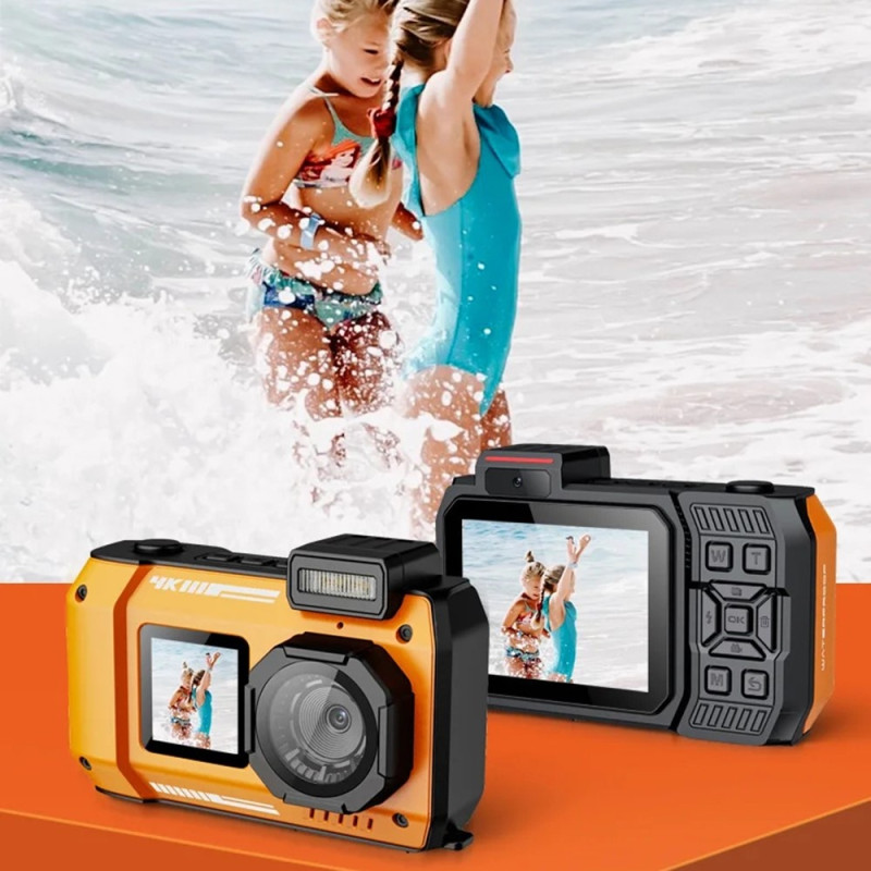 D50 Vattentät Actionkamera Utomhussport Dubbel Skärm Kamera + 32GB Minneskort
