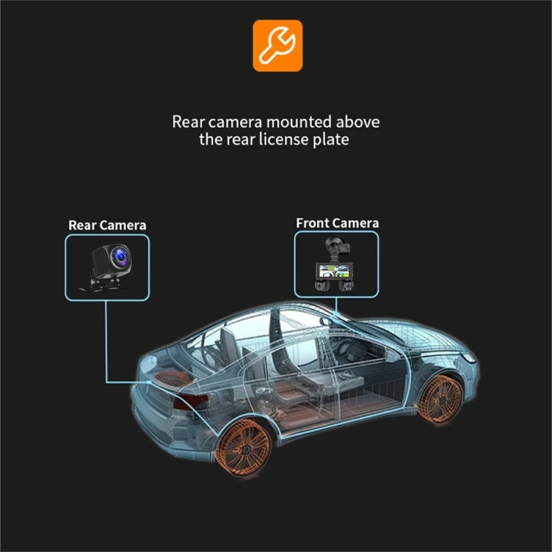 Autokamera WiFi 4-kanavainen 2K Yönäkö Nelilinssiinen Auto DVR GPS-moduuli Step Down -kaapeli