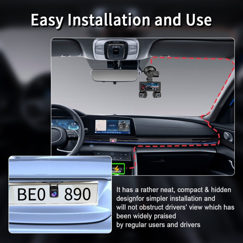 Bilkamera WiFi 4-kanals 2K nattseende fyrlins bil-DVR GPS-modul step-down-kabel