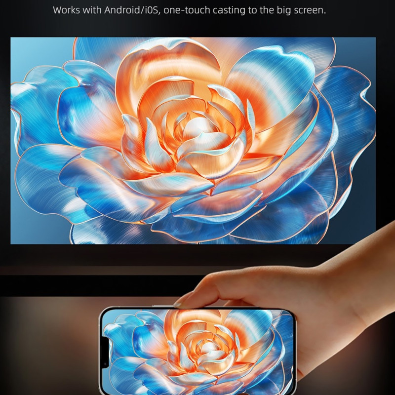 CD200-projektor 1 GB + 8 GB Android 11.0 hjemmekino 270 graders roterende LCD-skjerm