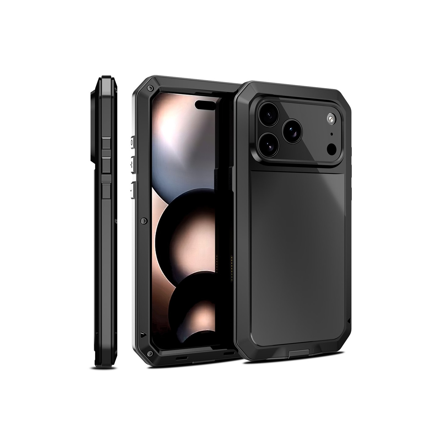 Kraftig robust hybrid-deksel+herdet glass til iPhone 17 Pro