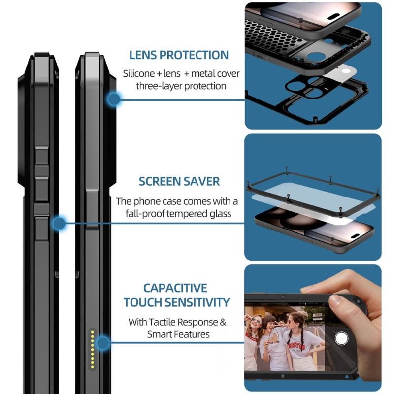 Heavy Duty Robust Hybrid-fodral Skal + härdat glas för iPhone 17 Pro