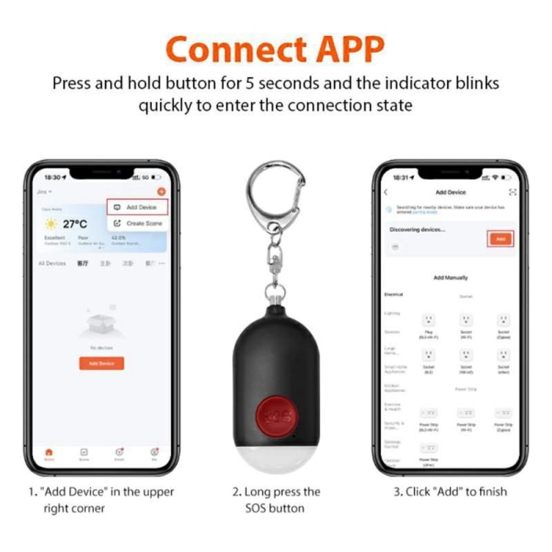 Emergency Alarm Assault Protection GPS Tracker Emergency Alarm SOS Button Personal Safety Alarm