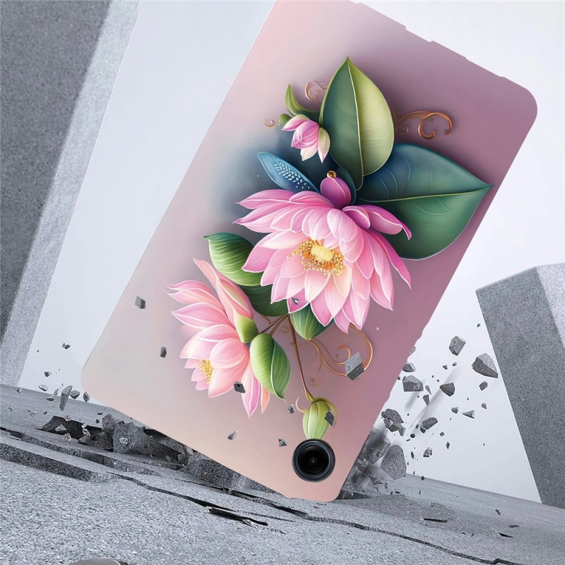 For Samsung Galaxy Tab A11 / A9 Case Pattern Printing Slim TPU Protective Tablet Cover Lotus
