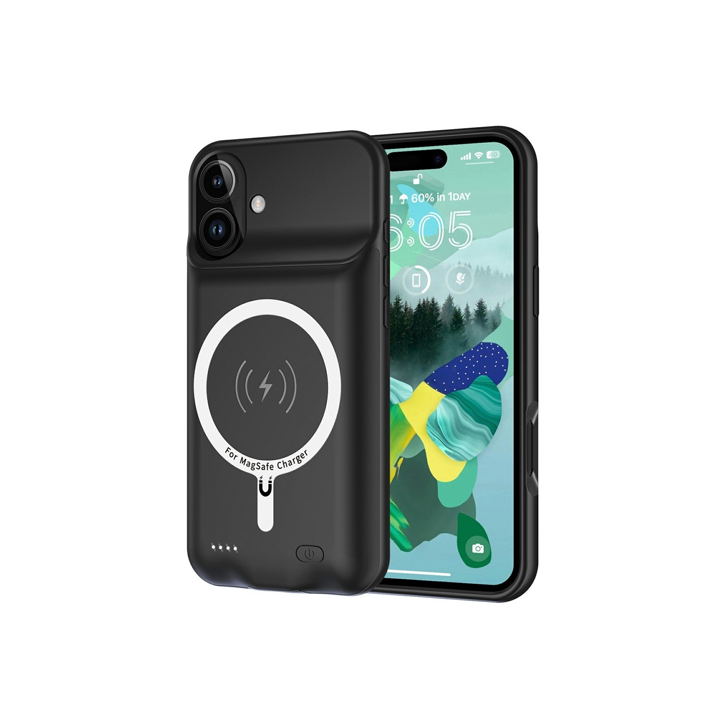 För iPhone 17 6000mAh Uppladdningsbart Batteri Skal Laddningsfodral Powerbank