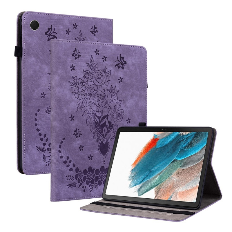 For Samsung Galaxy Tab A11 Case Cover Rose Flower Imprint - Purple