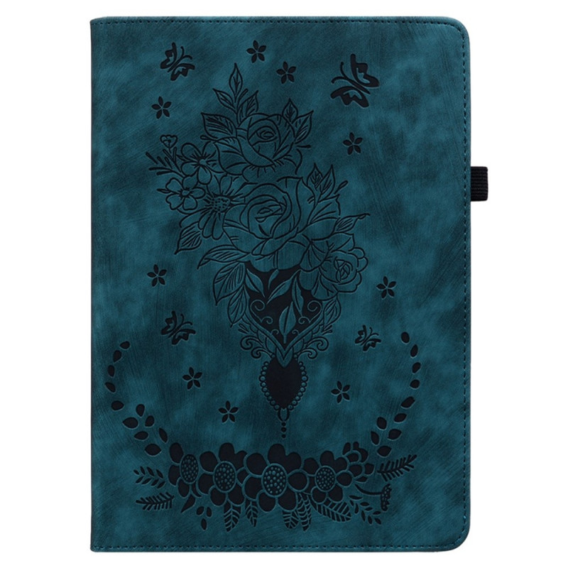 For Samsung Galaxy Tab A11+ Case Cover Rose Flower Imprint - Blue