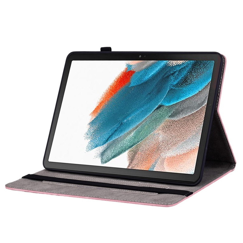 För Samsung Galaxy Tab A11 Fodral Skydd Med Rosblomsprägling - Rosa