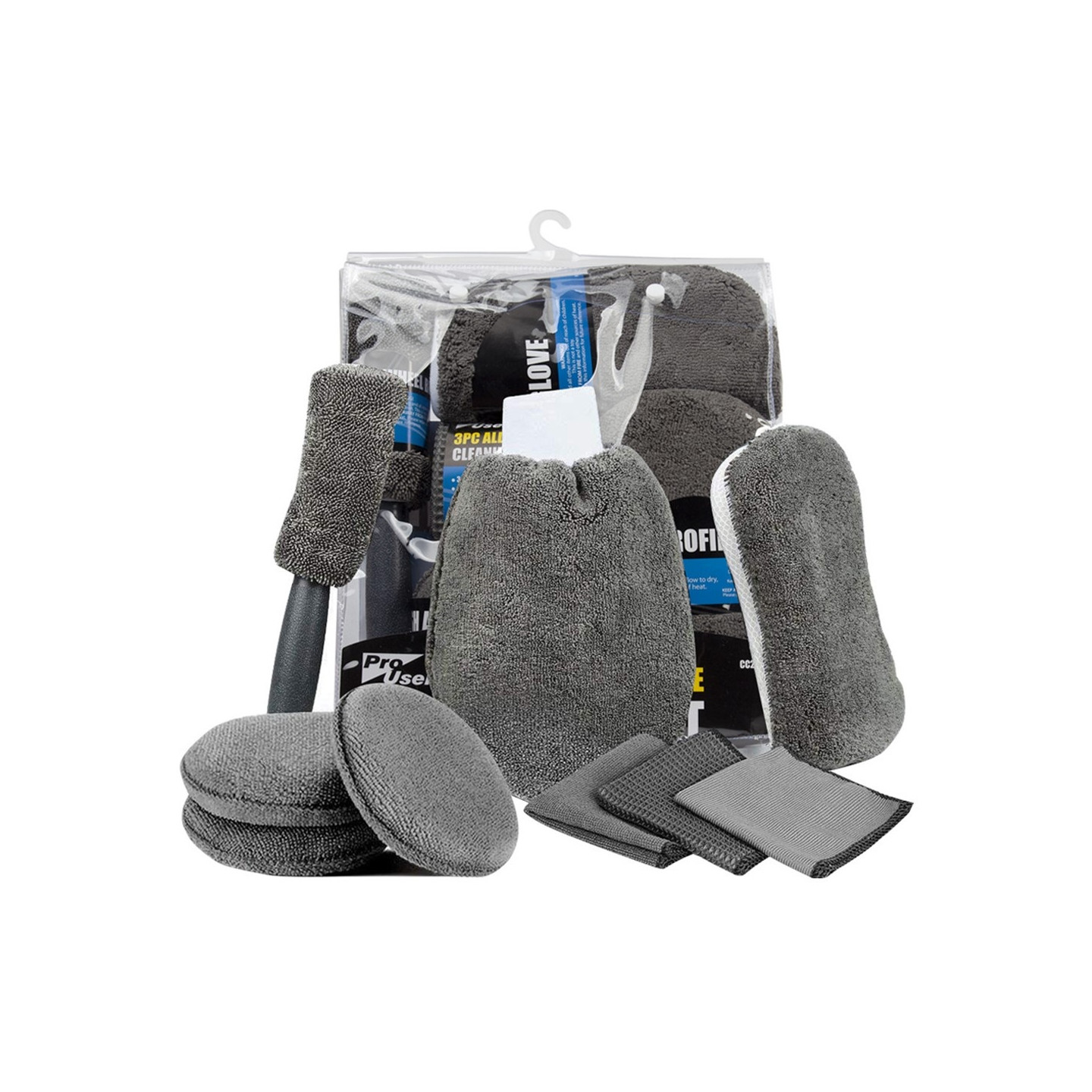 9 deler bilvask rengjøringsverktøy svamp mikrofiber håndkle børste hanske