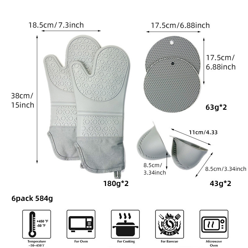 Oven mitts pot holders heat resistant with gloves and pot holders for heating pad