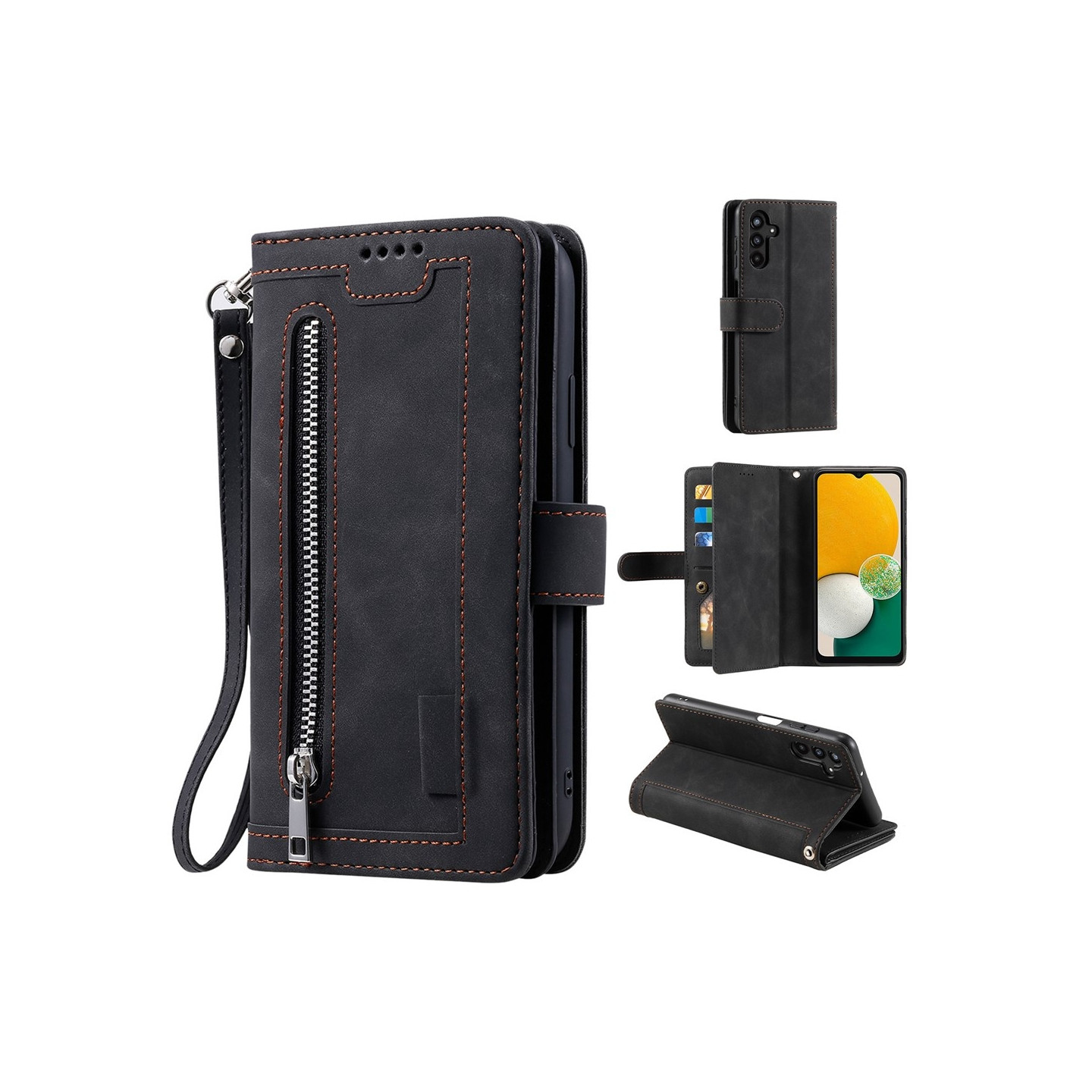 Til Samsung Galaxy A17 5G Etui med Lynlåslomme og 9 Kortlommer