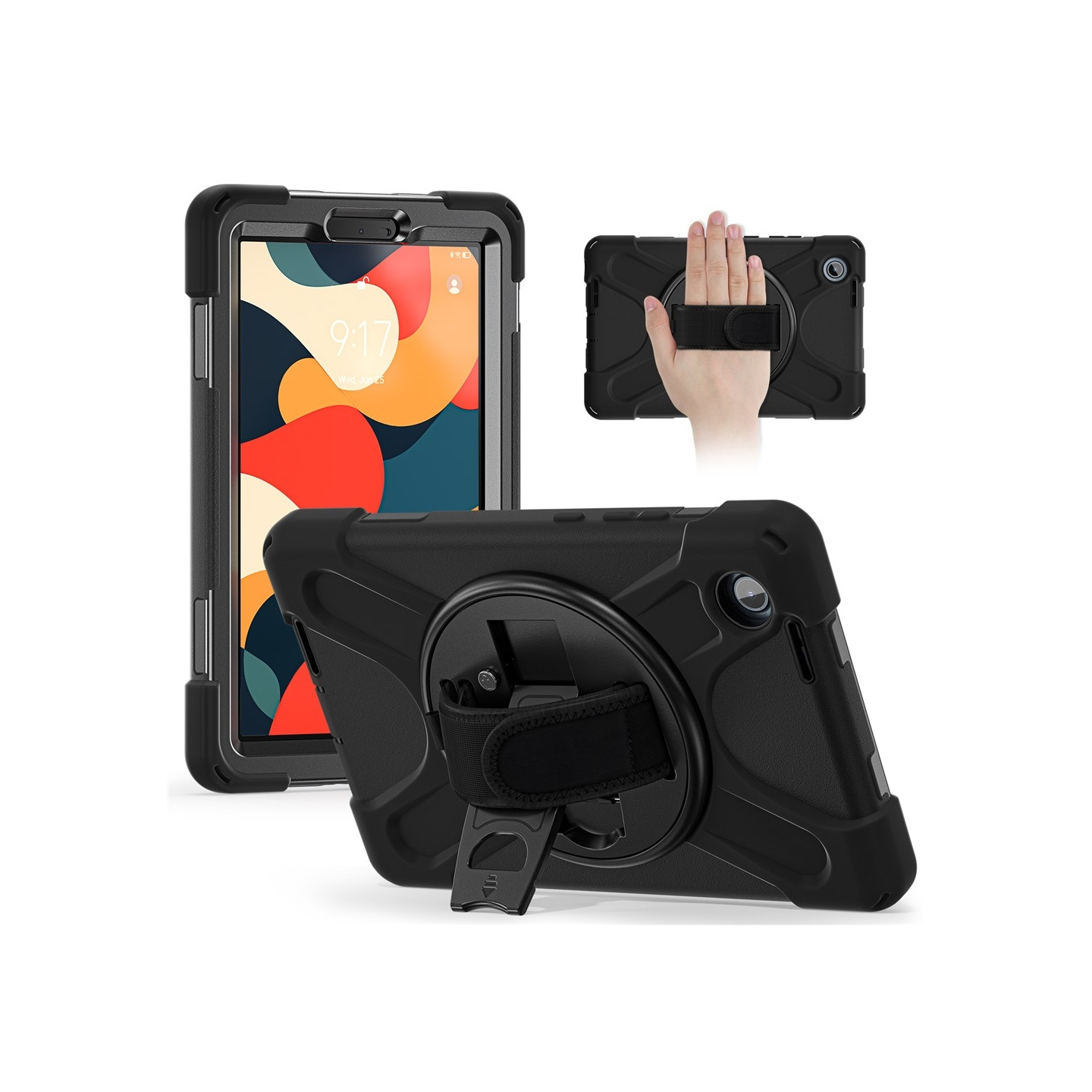 For Lenovo Tab One Case with Rotating Stand PC+Silicone Hand Strap Tablet Protection