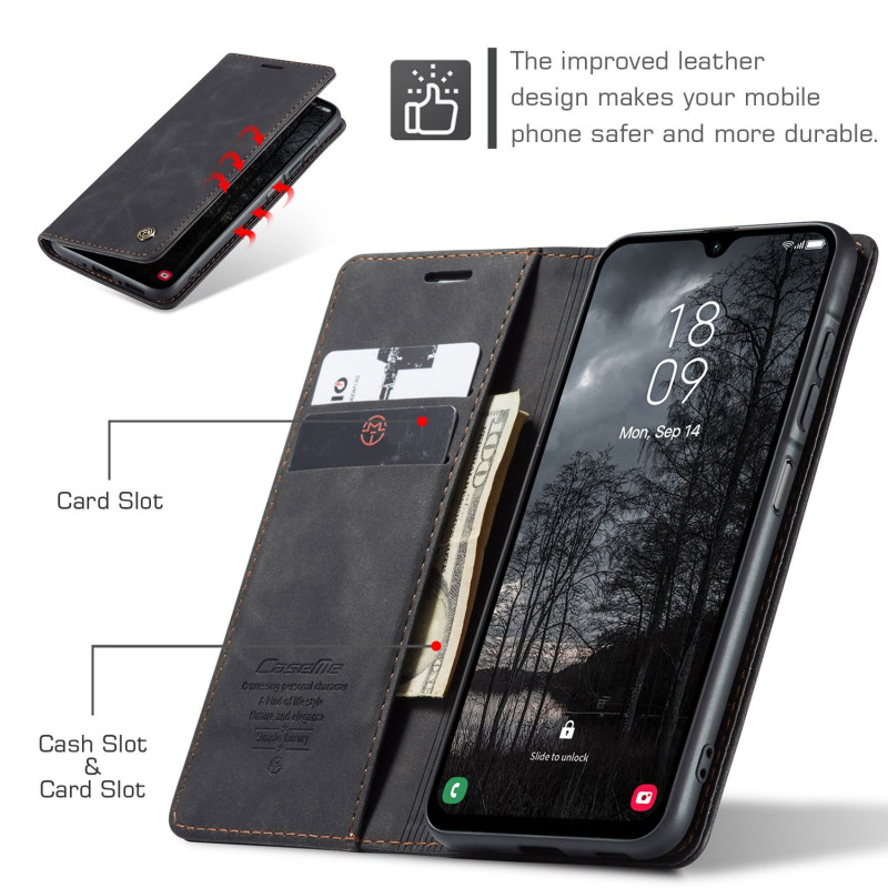 CASEME Retro Lompakkokotelo Samsung Galaxy A17 - Musta