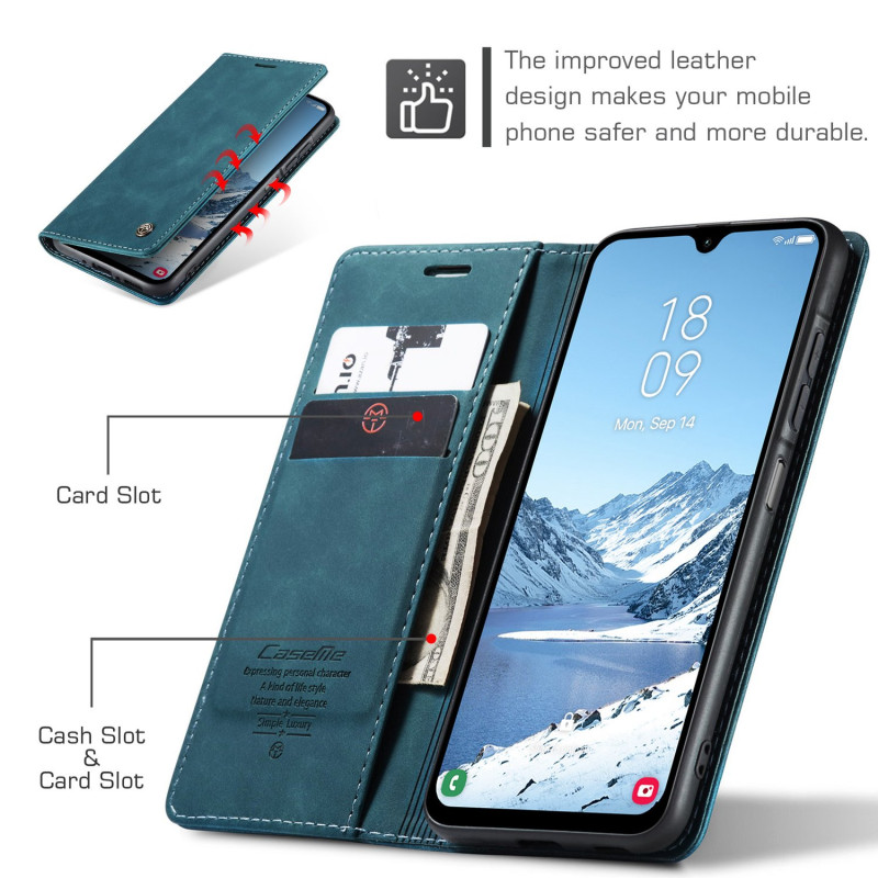 CASEME Retro Wallet Case for Samsung Galaxy A17 - blue