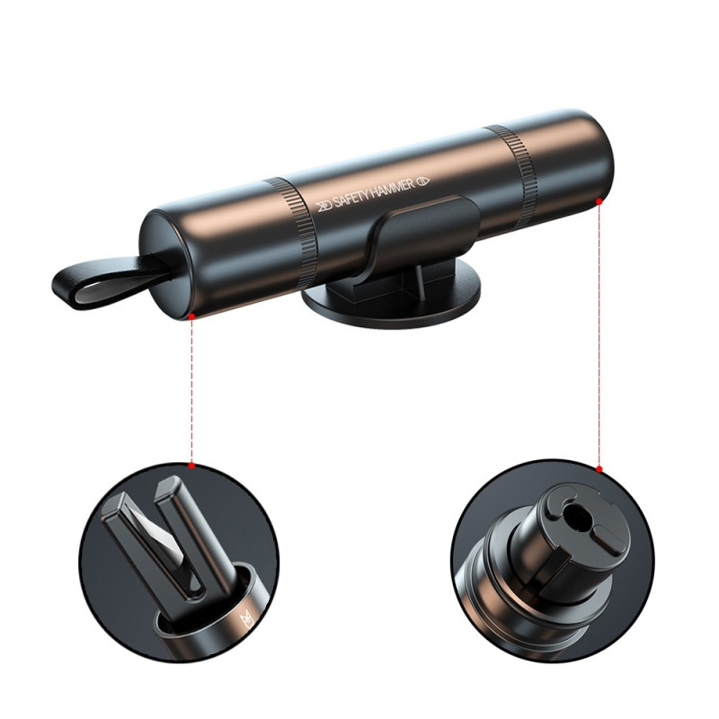 For bil 2-i-1 sikkerhetshammer + sikkerhetsbeltekutter rømningshammer