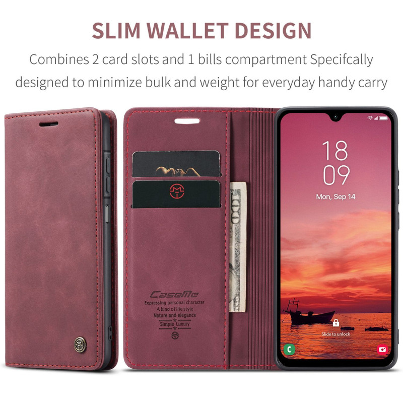 CASEME Retro Wallet Case for Samsung Galaxy A17 - Red