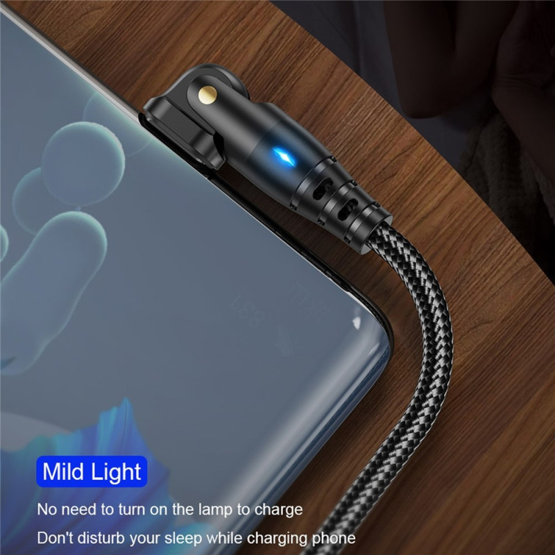 USB-A til USB-C ladekabel 1 m 180 graders roterende vinklet hode 3A