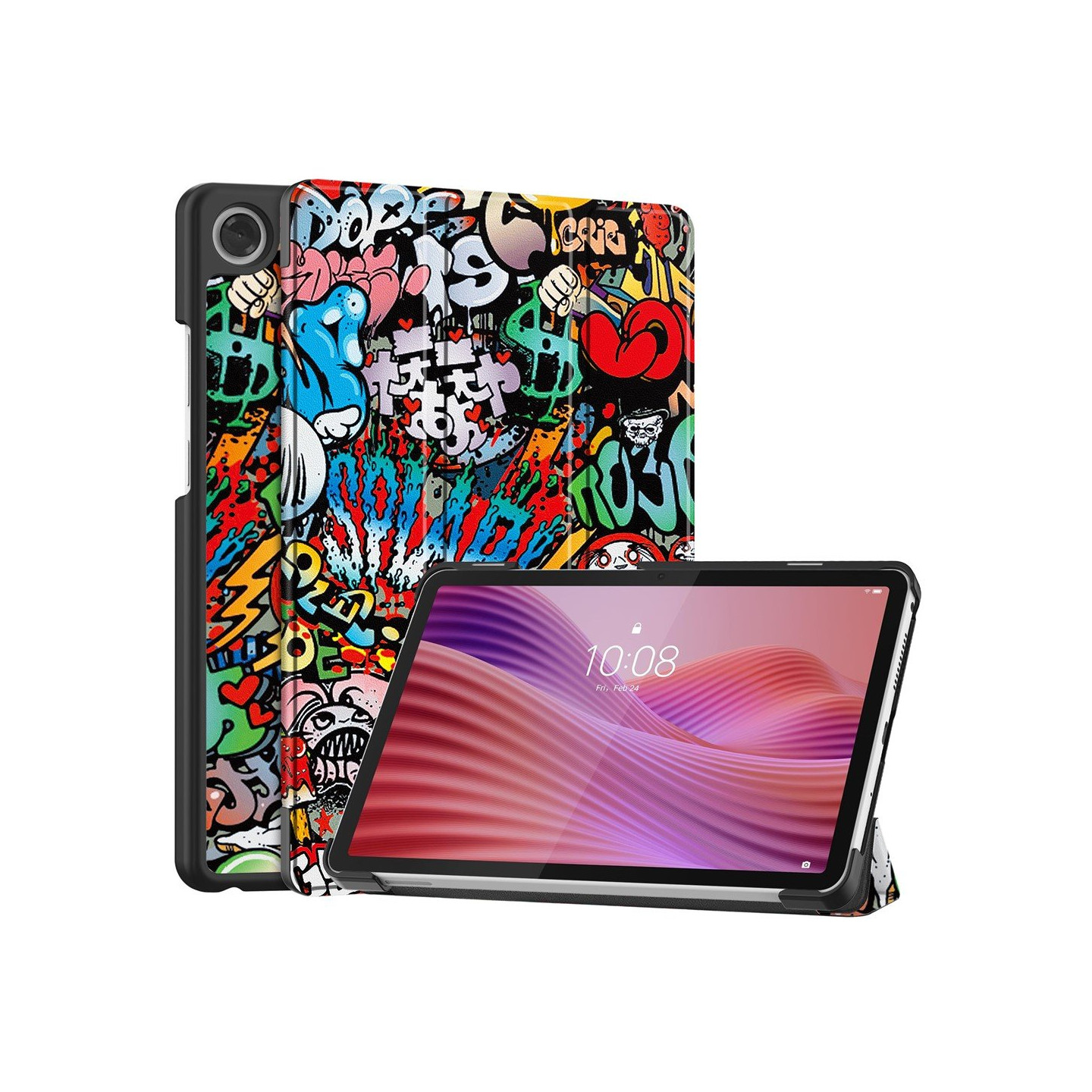 Lenovo Tab One kolminkertainen jalustan kansi - Graffiti