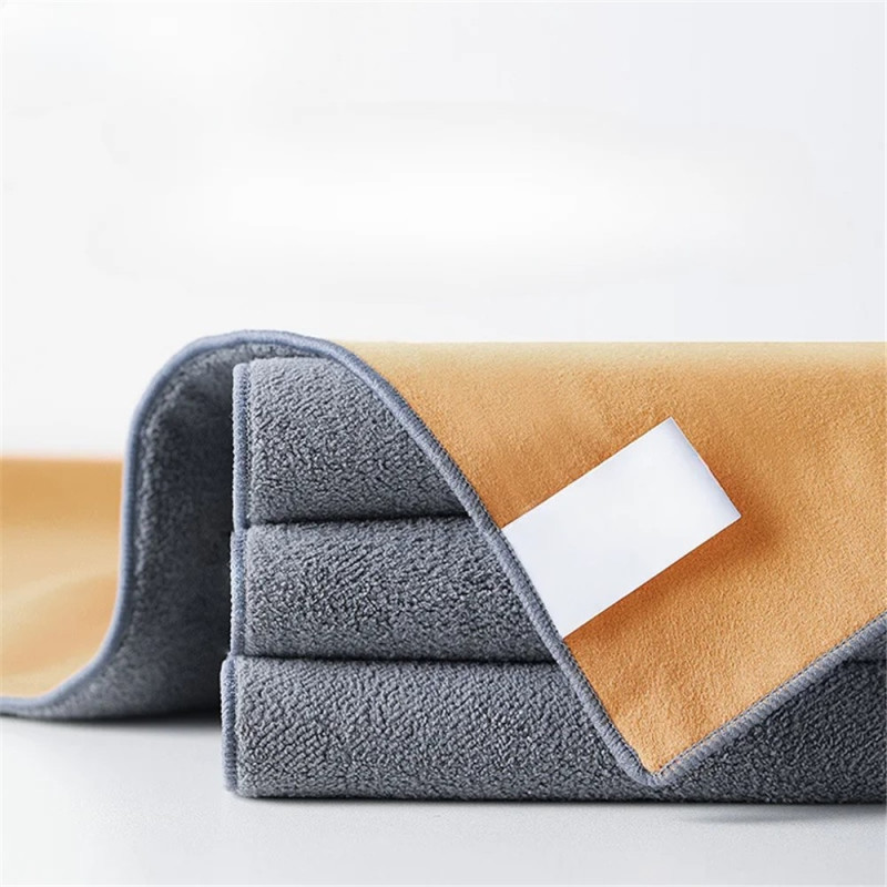 2 pcs 30x40CM WOLFBOX Coral Fleece + Suede Cleaning Cloth Car Cleaning Cloth