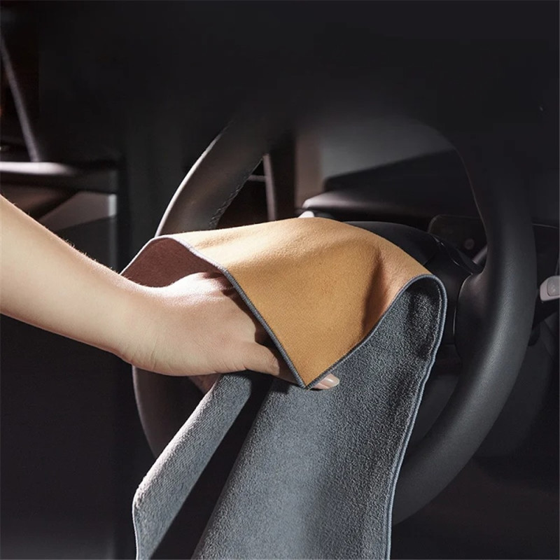 2 pcs 30x40CM WOLFBOX Coral Fleece + Suede Cleaning Cloth Car Cleaning Cloth