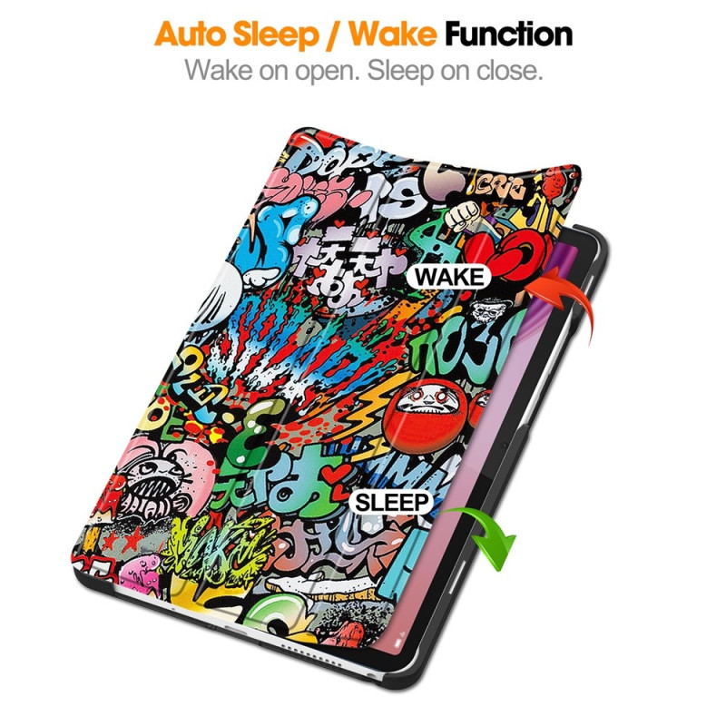 Til Lenovo Tab One Trifoldet Stativdæksel - Graffiti