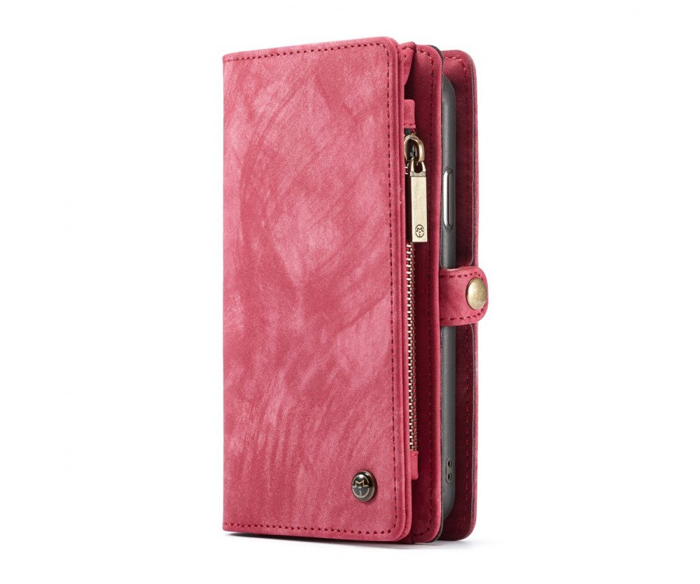CASEME iPhone XS Max Retro Split läder plånboksfodral - Röd