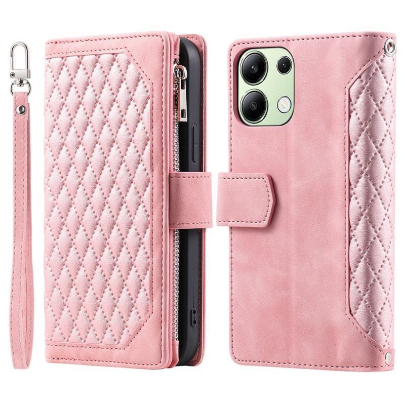 Xiaomi Redmi 15C Zipper Wallet Case Rhombus Stitching Line Puhelinsuojus