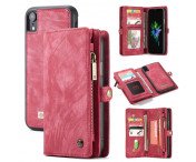 CASEME iPhone XS Max Retro Split läder plånboksfodral - Röd