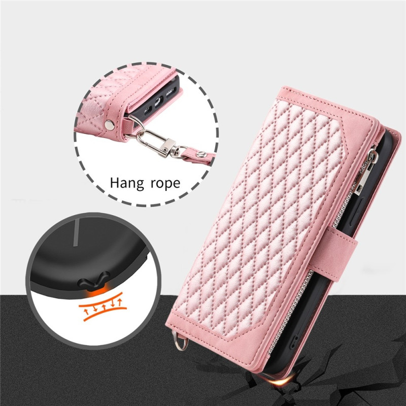 Xiaomi Redmi 15C Zipper Wallet Case Rhombus Stitching Line Puhelinsuojus