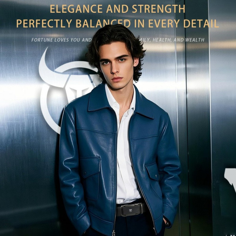 BULLCAPTAIN 130cm Bälte Livrem Skärp Kohud Automatisk Spänne Nyckelring - Guld